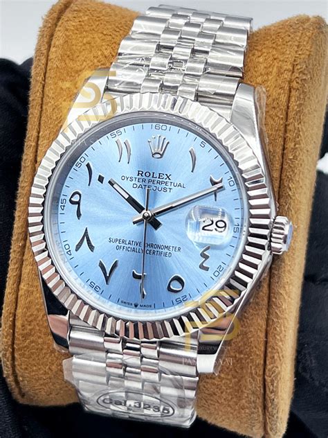 rolex daytona ice blue arabic dial|rolex datejust 41 arabic numerals.